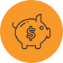 an illustration of a piggy bank on an orange background