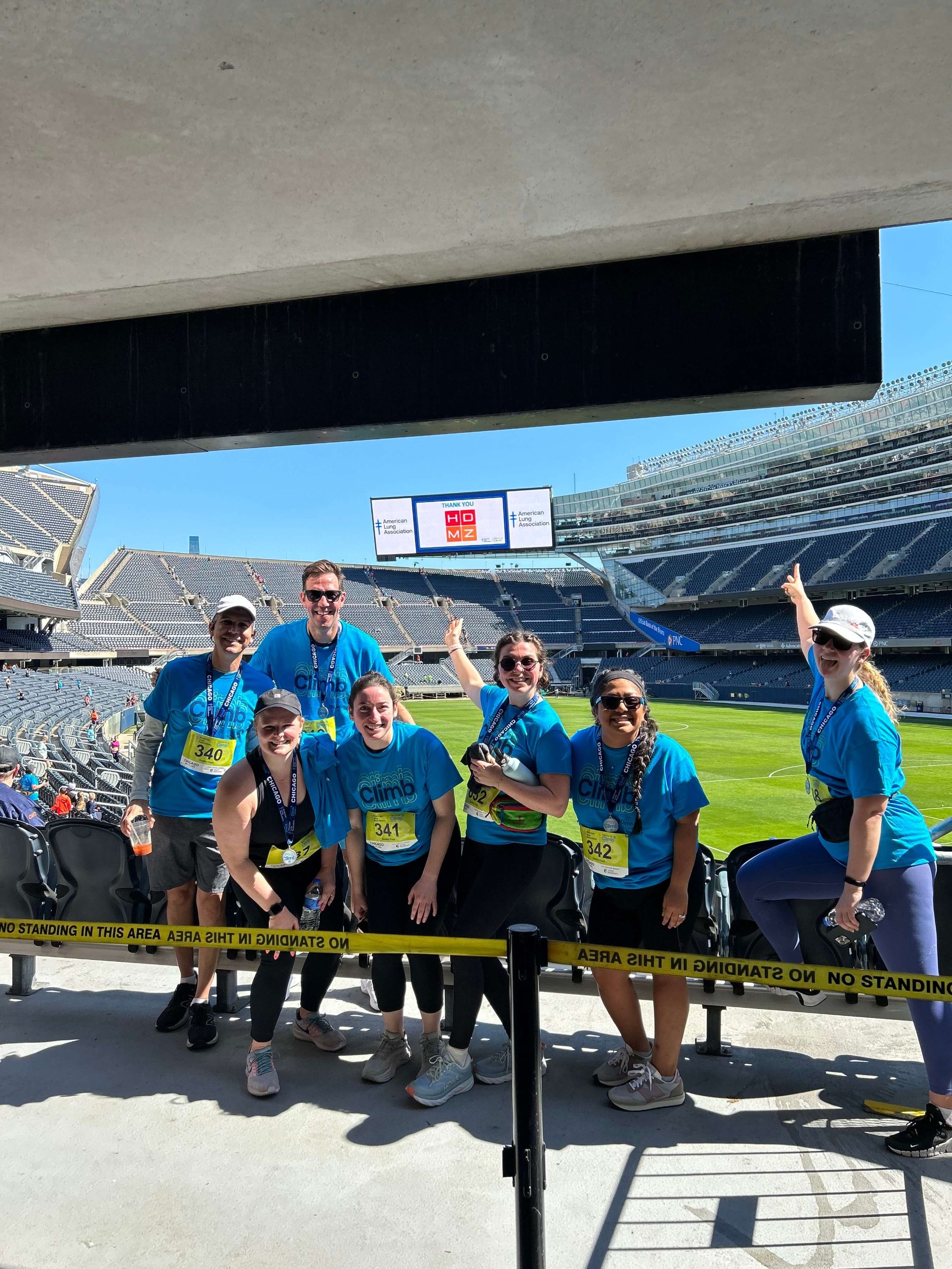 A group of HDMZers at the Chicago Fight for Air Climb charity event