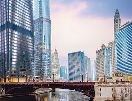 A view of the Chicago skyline.