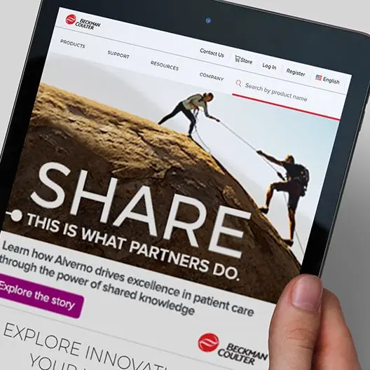 Beckman website on Tablet