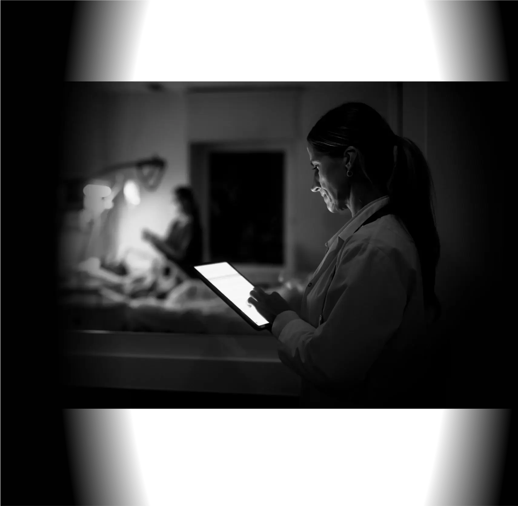 Woman looking at her ipad